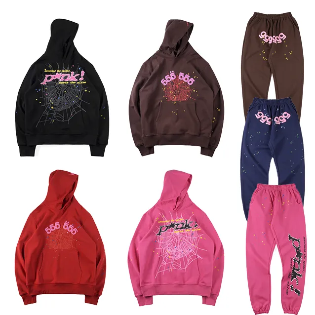 Spider Hoodie Sp5der Young Thug Pink Mens Womens Designer Bluzy US TOP TOP Wersja Hurtowa 2 sztuki 5% zniżki 21fg