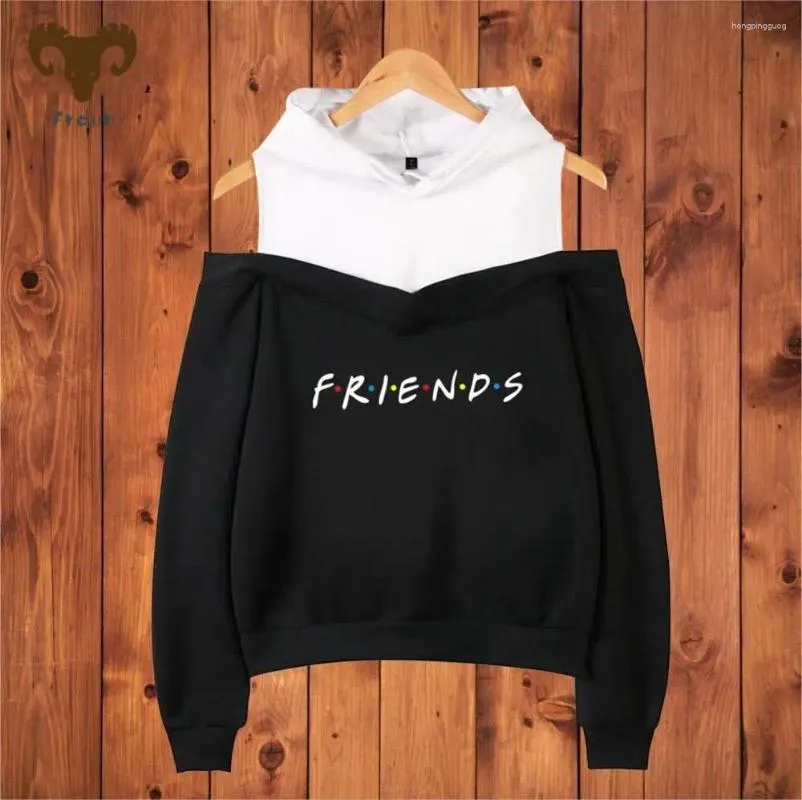 Dameshoodies Vrienden Lid Mode Warme Zachte Vrouwen Sweatshirts Hip Hop Sexy Off Schouder Hoodie Sweatshirt Kleding