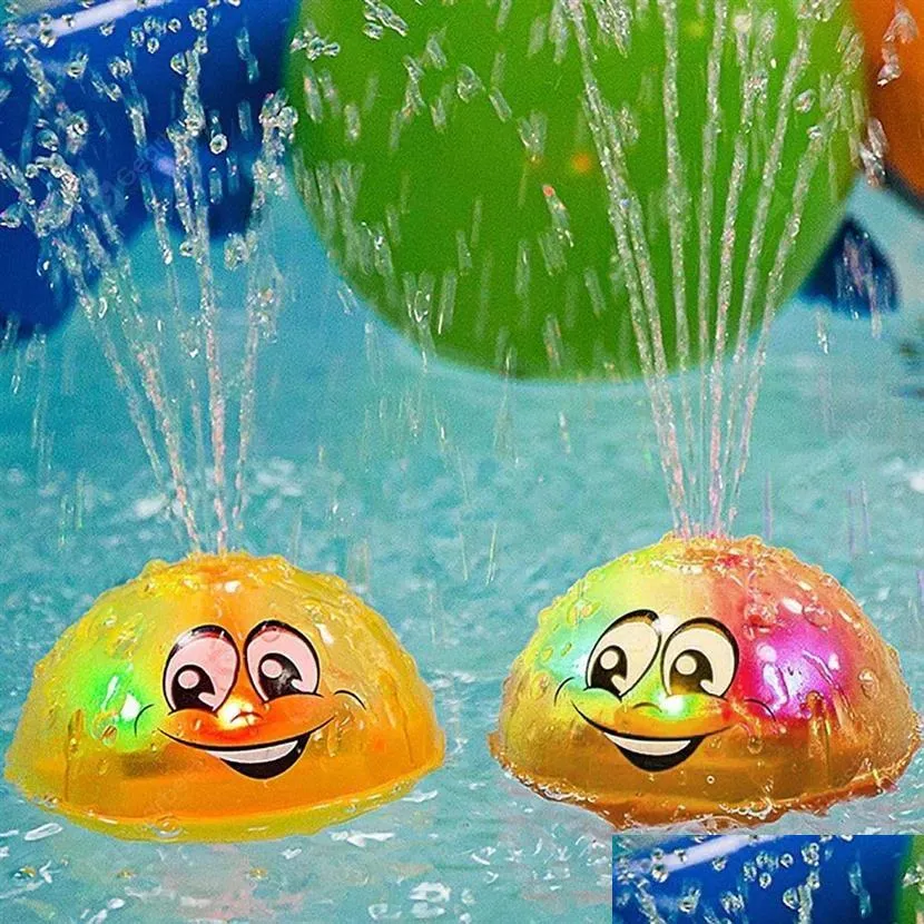 Brinquedos de banho brinquedo spray de água esguicho led light up float banheira chuveiro piscina banheiro para bebê criança infantil criança water249d gota entrega k dhr14