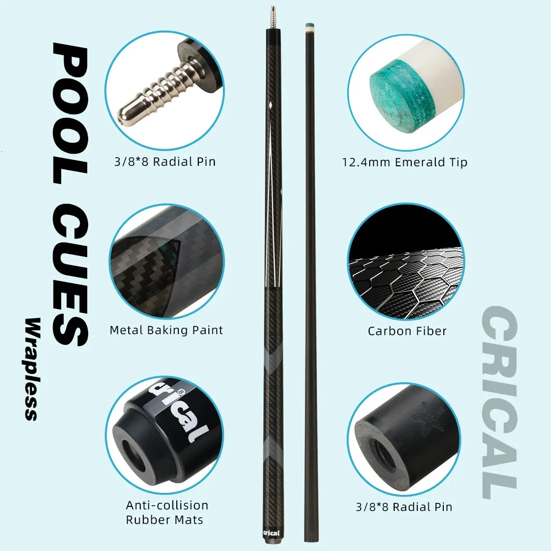 Premium Christmas Gift 12.5mm Carbon Fiber Pool Cue With Quick-Release Joint Professional Low Deflection Billiard Stick For Dad - 18 - View #3