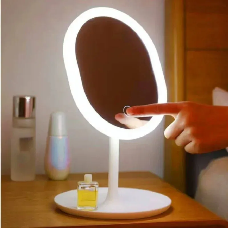 Specchi compatti illuminano la tua routine di bellezza Specchio cosmetico a LED con funzioni di rotazione e memoria dimmerabili - Specchio cosmetico monoch USB con 231211