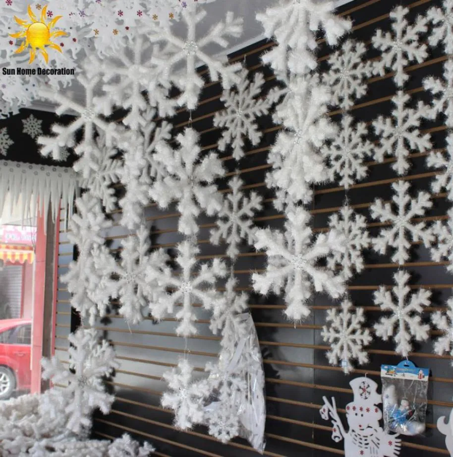 30Pcs White Snowflake Christmas Ornaments Holiday Festival Party Home Decor Decoracion Navidad New Year Gift8091885