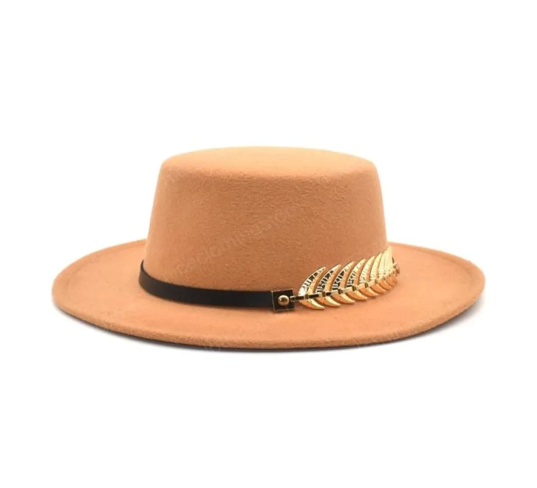 Ny klassisk Khaki Flat Top Bowler Hat Wool Fedora Hat For Women Wide Brim Top Jazz Cap Elegant Panama Hats8736957