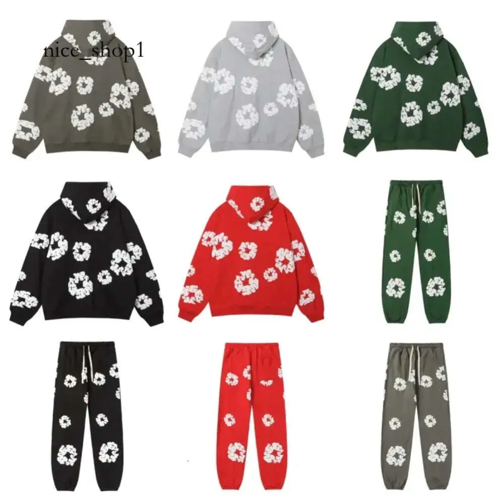Denim Tear Hoodie Sweatpants Mens Trousers Free People Movement Clothes Sweat Suit Sweatpants Sweatsuits Green Red Black Hoodie ready made tears 334