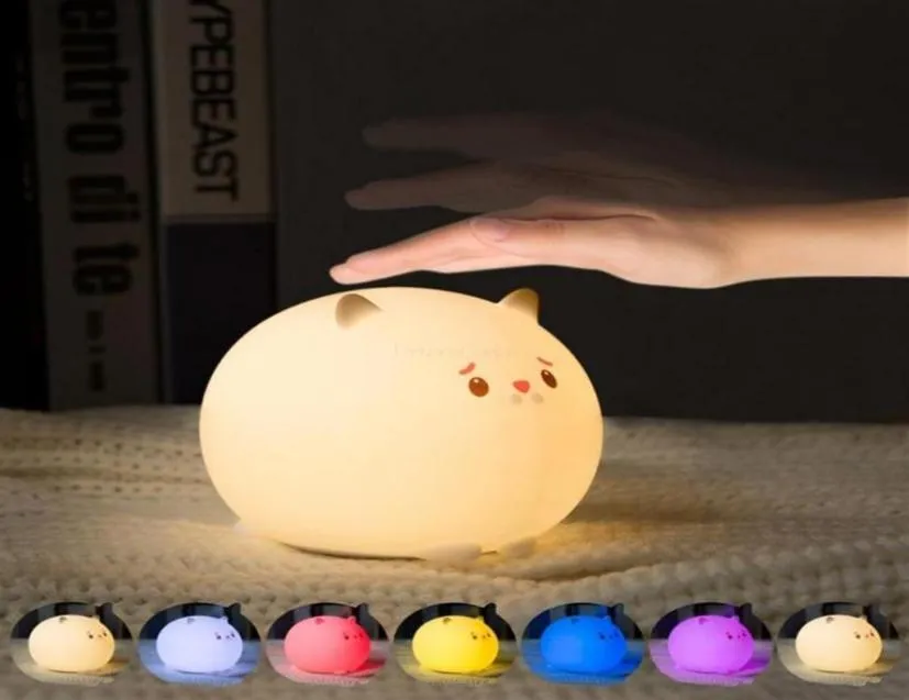 Chat mignon LED veilleuse réglable minuterie capteur tactile Multi couleurs USB charge chevet mp pour enfant fille ami cadeaux d'anniversaire307d5038100