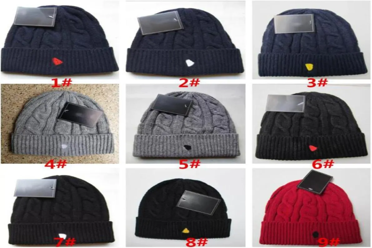 Mode män designers beanie hattar ull stickning hatt kvinnor märke varma vinter mössor designer stickad cap 9 färger7031637