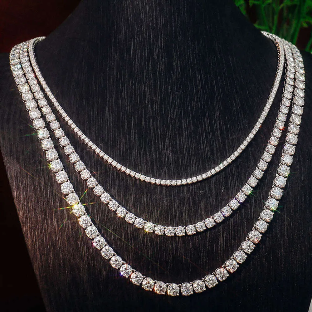 Chaîne de Tennis en or blanc 10k 14k 18k, 3mm, 16 pouces-24 pouces, réglage de griffes Moissanite, Style hip hop pour hommes et femmes, vente en gros