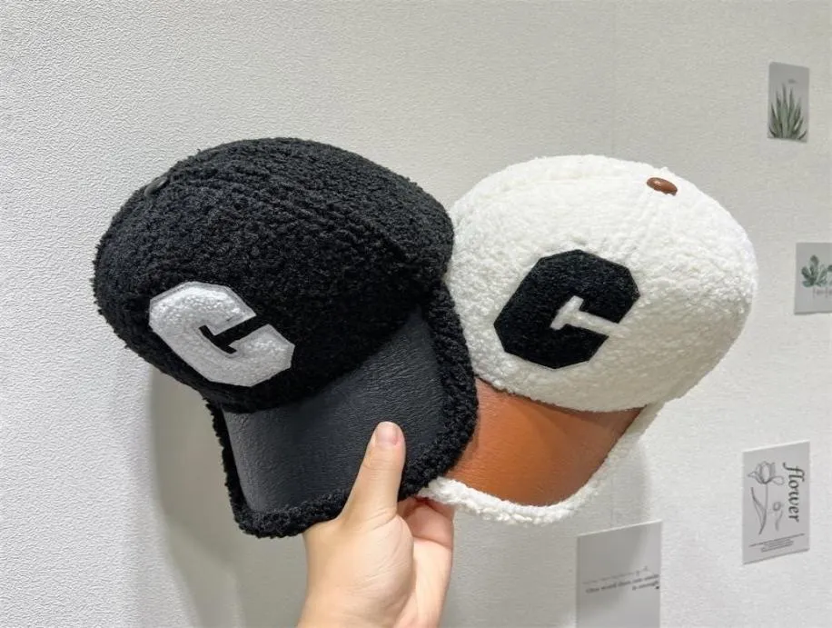 Sun hat Autumn and winter Korean C-letter baseball lamb wool thickened warm hat children's tide brand versatile casual tongue cap4825734