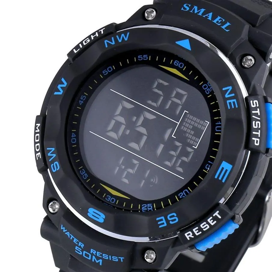 Digitala klockor 50m vattentät sportklocka Led Casual Electronics armbandsur 1235 Dyk simning Klocka LED -klocka Digital334Z
