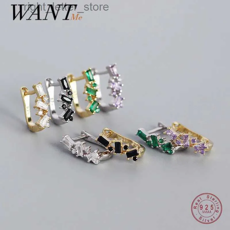 Stud WANTME 925 Sterling Silber Böhmischen Quadrat Regenbogen Zirkon U-förmige Punk Ohrstecker Frauen Piercing Climber Europäischen Schmuck YQ231211