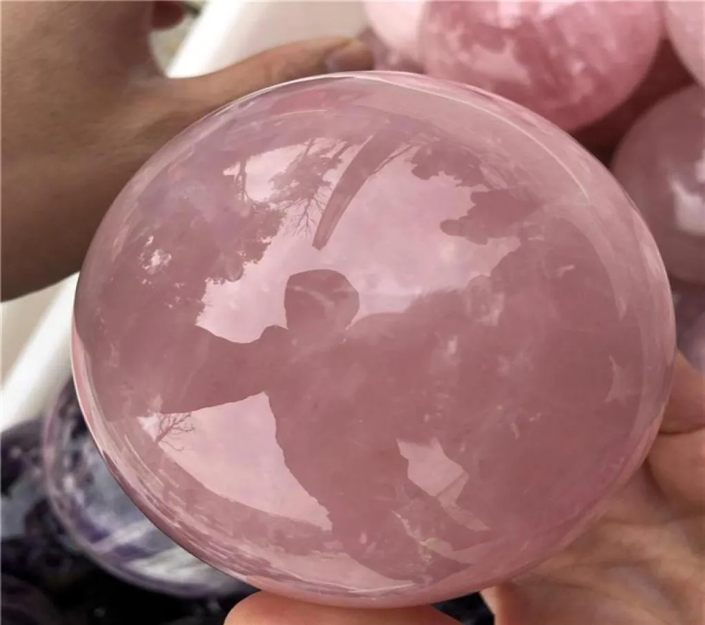 DHX SW 1pc about 10cm TOP Quality Pink Crystal SPHERE NATURAL SPECIMEN ROSE QUARTZ BALL Natural Crystal Healing Stone Reiki283I5722489