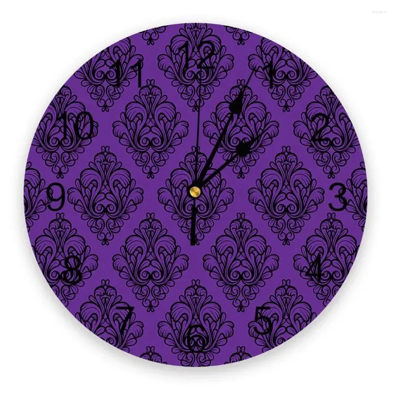 Horloges murales Texture Violet Bref Design Silencieux Home Café Bureau Décor Pour Cuisine Art Grand 25cm
