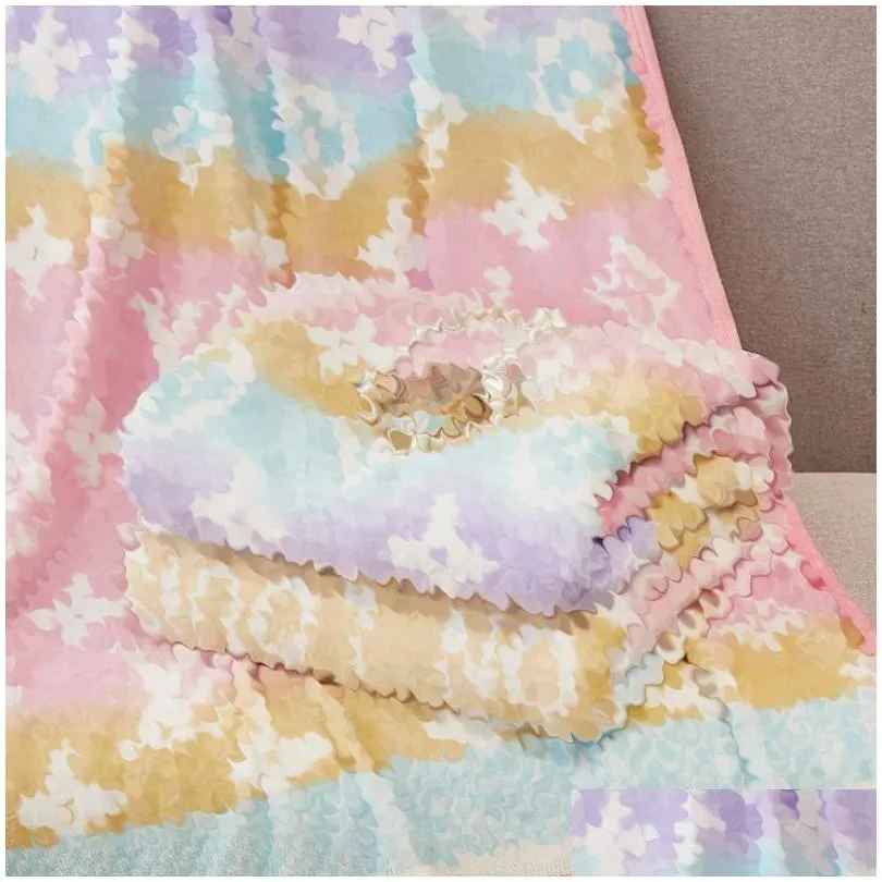 Дизайн одеял Дизайнерское одеяло с принтом старого цветка Классический дизайн Воздух Деликатный кондиционер Автомобильное дорожное банное полотенце Мягкое зимнее бегство Dhi3Q