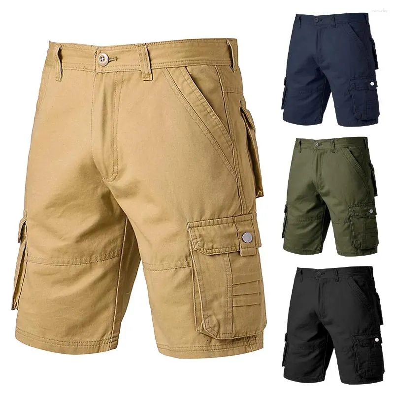 Shorts masculinos 2023 verão moda solta multi-bolso cor sólida tamanho grande esportes e carga casual 28-40