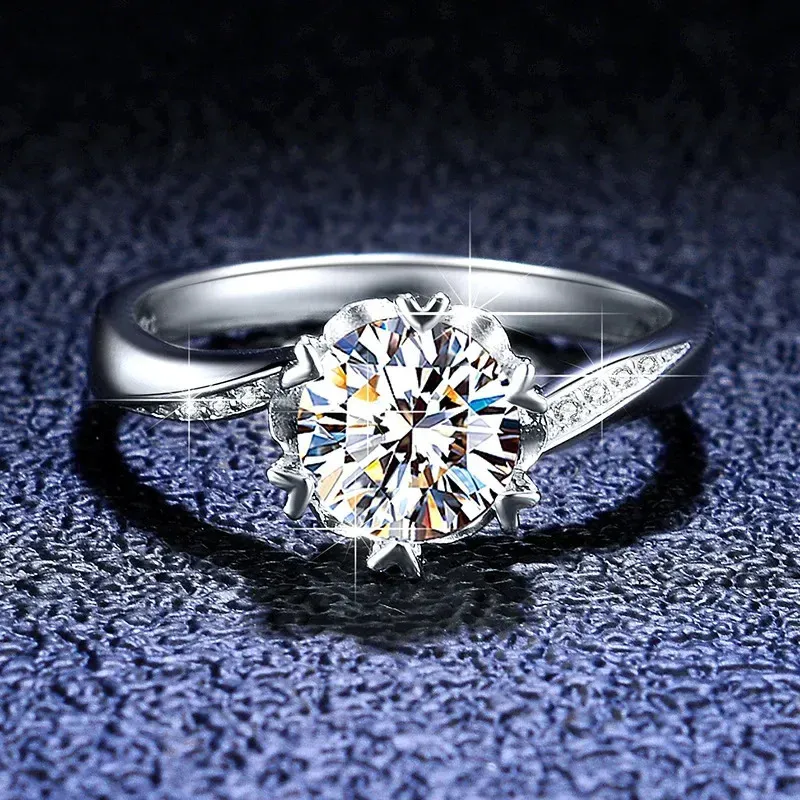 Wedding Rings Luxury Original PT950 Platinum Ring Round 1 Carat