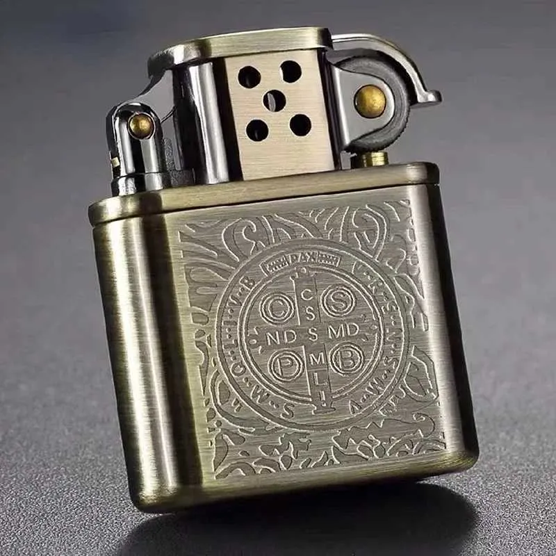 constantine cigarette lighter Vintage Retro Metal Constantine Flint Kerosene Lighter with Grinding Wheel,  Copper Oil No Gasoline Antique Series from Dhgate Lighters