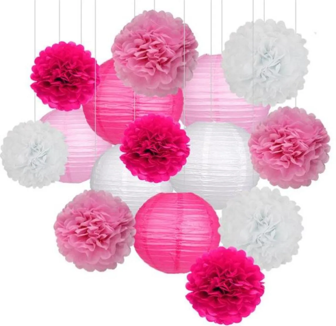 15 pezzi set palline di fiori di carta pon pon palline di carta a nido d'ape lanterne di carta festa di compleanno matrimonio baby shower decorazione della casa forniture8852028