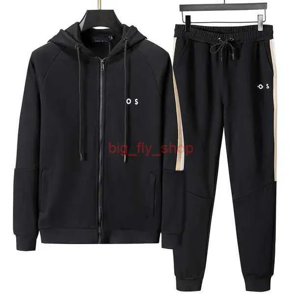 Boss Mens Men's Hoodie Tracksuits Autumn Winter Mens Sportswear Outwear Two Bosses Jogger Set Jacket and Pants Casual Men Gym präglade 2 G0K2