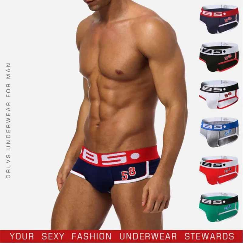 Underbyxor Sexiga män underkläder Fashion Cotton Briefs Bekväma manliga jockstrap under slitage för män BS39