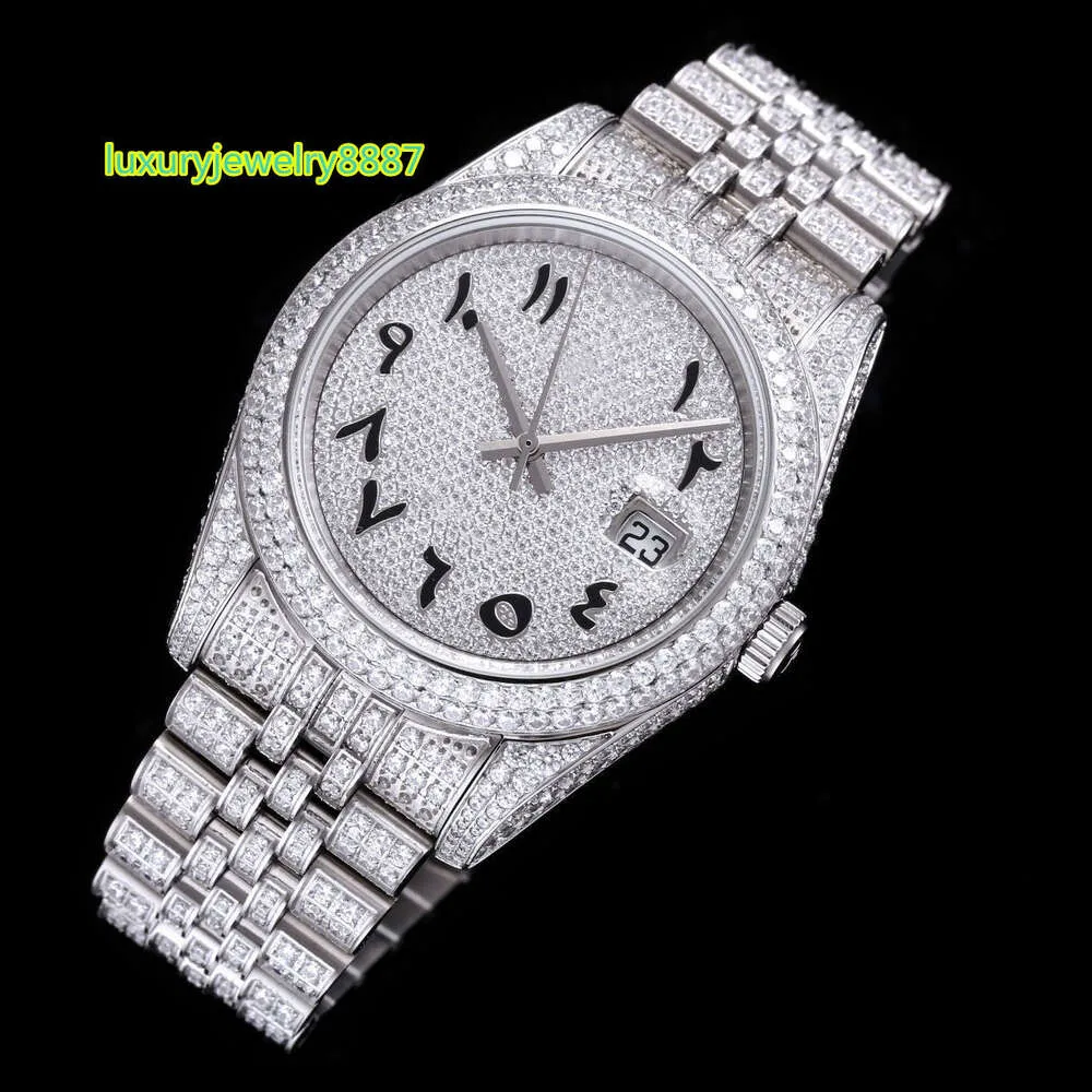 Haute qualité diamant boîte en acier inoxydable mouvement mécanique hommes bracelet de luxe femmes montre ensemble