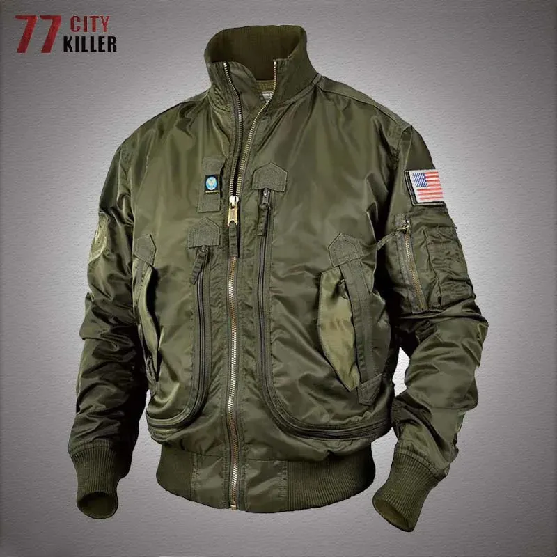 Erkek Ceketler Su Geçirmez Bombacı Ceket Dış Mekan Askeri Çok Cep MA-1 Hava Kuvvetleri Rüzgar Yem Paltoları Erkek Taktik Ceketler Jaqueta Masculina 231208