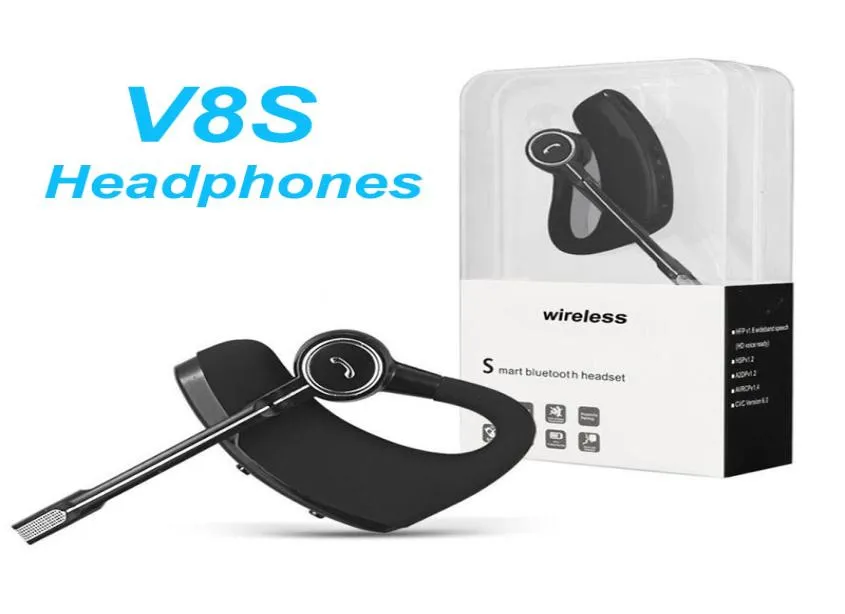 V8 V8s Bluetooth headphones headset Business Stereo Earphones With Mic Wireless Universal Voice Report Number Hand earphone9636124