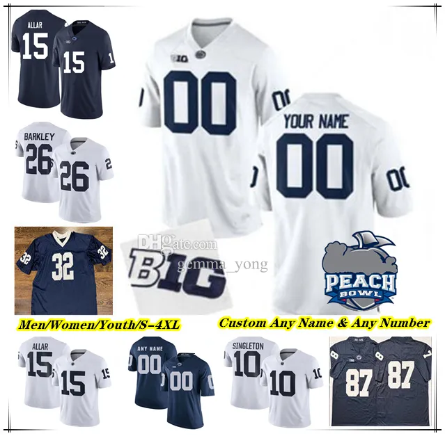 NCAA College Penn State PSU 축구 저지 드류 알라 니콜라스 싱글 턴 싱글 턴 앨런 앨런 램버트-스미스 Saquon Barkley Adisa Isaac Abdul Carter Parsons King