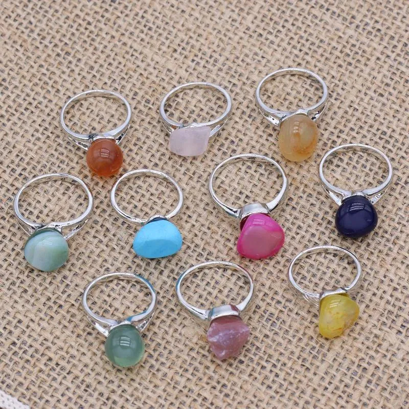 Cluster Rings Natural Stone Ring Mixed Styles Gemstone Engagement Wedding Flower Daisy Girls Original Festival Luxury Jewelry Gift