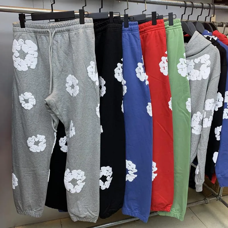Men's Pants Harajuku Full Kapok Foam Print Pullover Fleece Sweatpants For Men And Women Straight Baggy Y2k Joggers Sweat Oversized