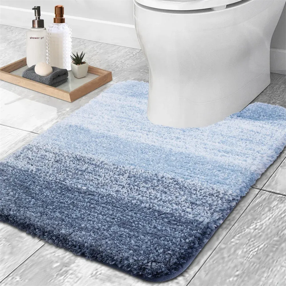 Mattor Olanly Luxury Toalettmattor Informade extra mjuka och absorberande mikrofiber badrum Nonslip Plush Bath Mat Contour Base 231211