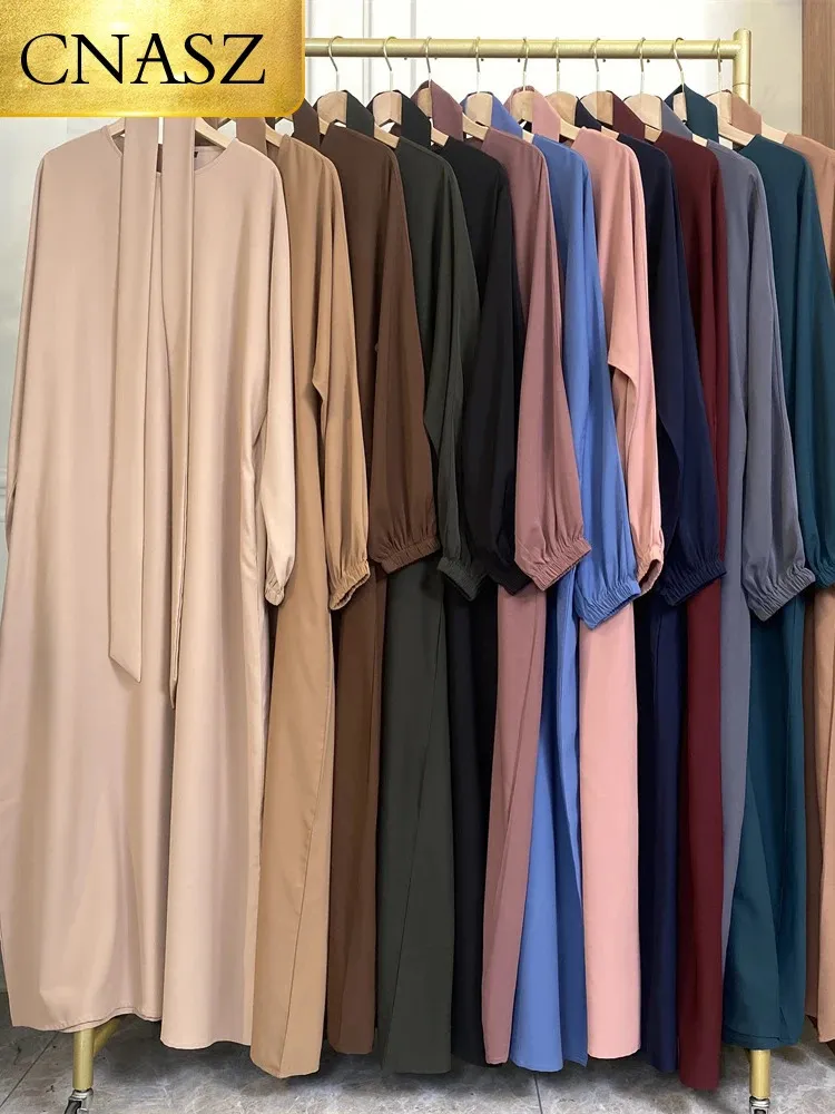 Robes grande taille Selle Style Simple caftan marocain turquie couleur unie Golfe Abayas femmes islamiques Robe longue musulmane saoudienne Robe Ramadan 231208