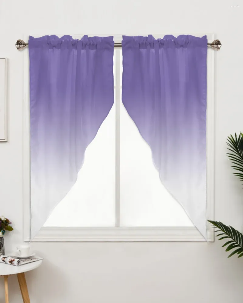 Rideaux violets et blancs dégradés, pour fenêtre de chambre à coucher, salon, stores triangulaires