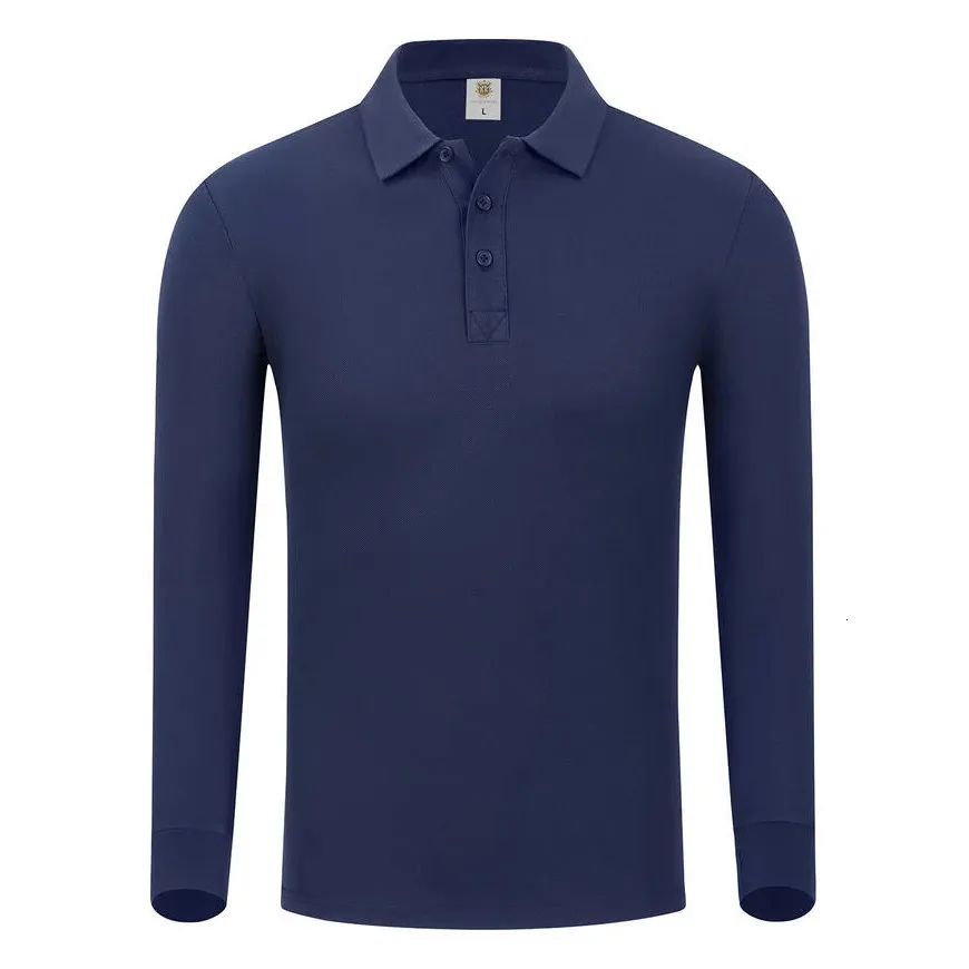 Herrpolos Pullover Shirt Men Golf Polo Wear Autumn Winter Long Sleeve Lapel Shirts Solid Color Button Polos för kvinnor Anpassningsbara 231211