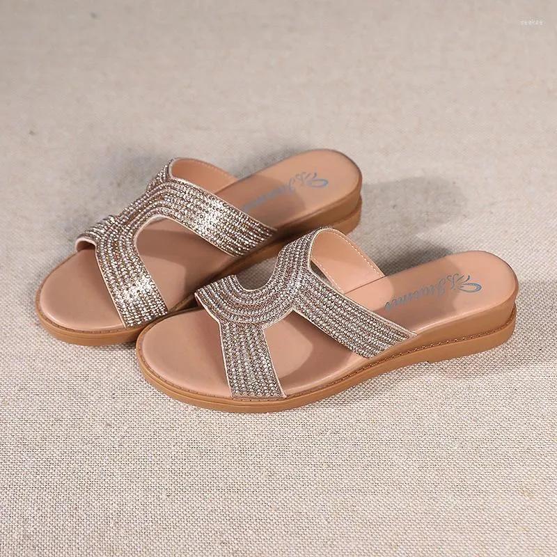 Slippers Shoes Ladies' Glitter Slides Rubber Flip Flops On A Wedge Low Fashion Slipers Women Shale Female Beach Jelly Hawaiian