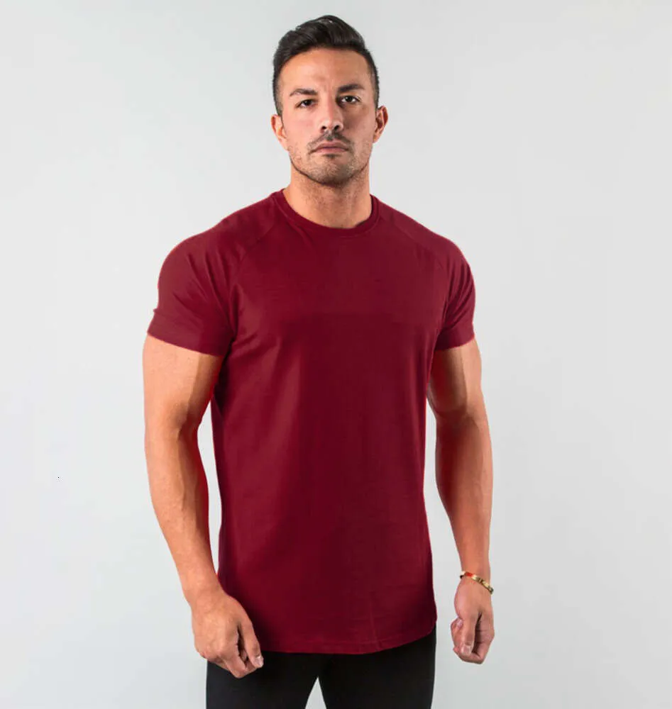 Nya snygga vanliga toppar fitness mens t shirt kort ärm muskel joggar bodybuilding tshirt manlig gymkläder smal passform tee84