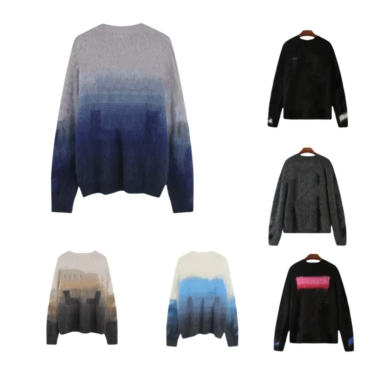 Projektantka Knitwear Męskie swetry Kolor Gradient Gradient Cardigan para sweter luźne pullover górny wielokolorowy okrągły jesień i zima swobodne ciepło wygodne