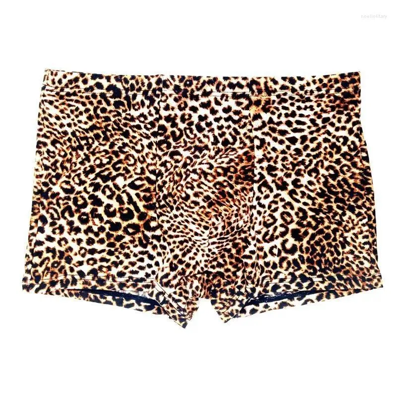 Underpants Junkumei Bag Style Men's Low Waist Flat Corner Underwear Quadrangle Tights Elastic Leopard Pattern Sexy