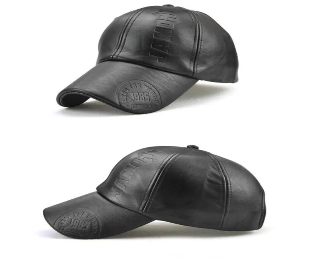 Mode PU lederen baseball caps Hiphop hoeden snapback hoed afdrukken winter cap voor mannen vrouwen zwarte koffie outdoor sport pet 2578623