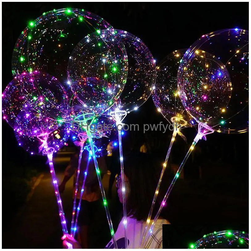 Party Decoration Led Balloon Transparent Lighting Bobo Ball Balloons With 70Cm Pole String Xmas Wedding Decorations Cca11728-A 60Pcs Dhyvg