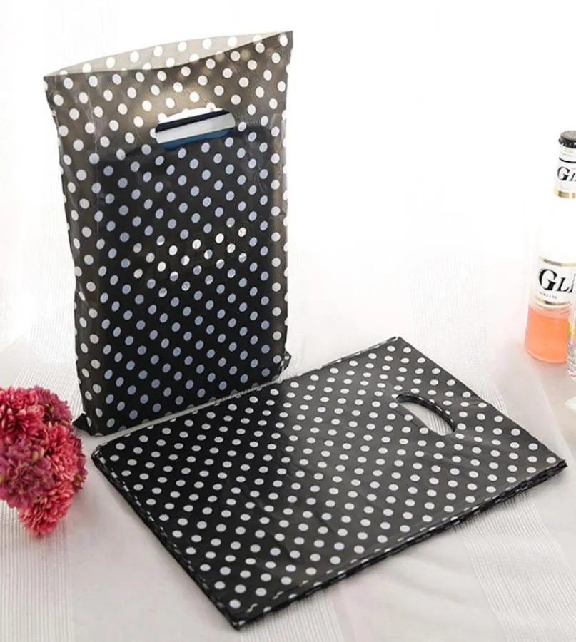 Black White Dot Plastic Gift Bags wraps With Handles Packaging For Mini Jewelry Whole7923478