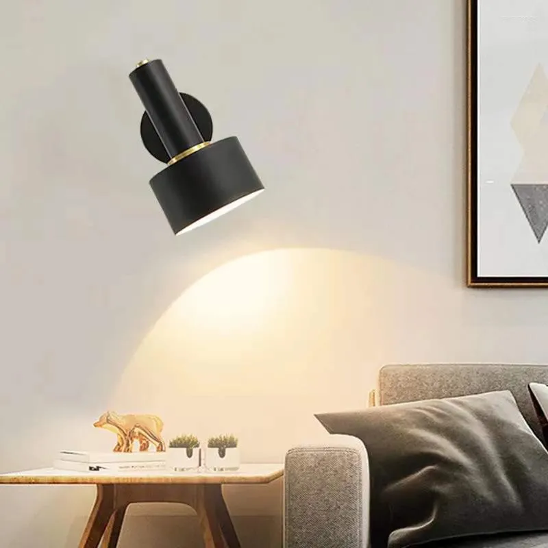 Applique murale LED AC85-265V E27, coque noire/or, intérieur moderne et minimaliste, intégrée avec haute qualité, garantie de 3 ans