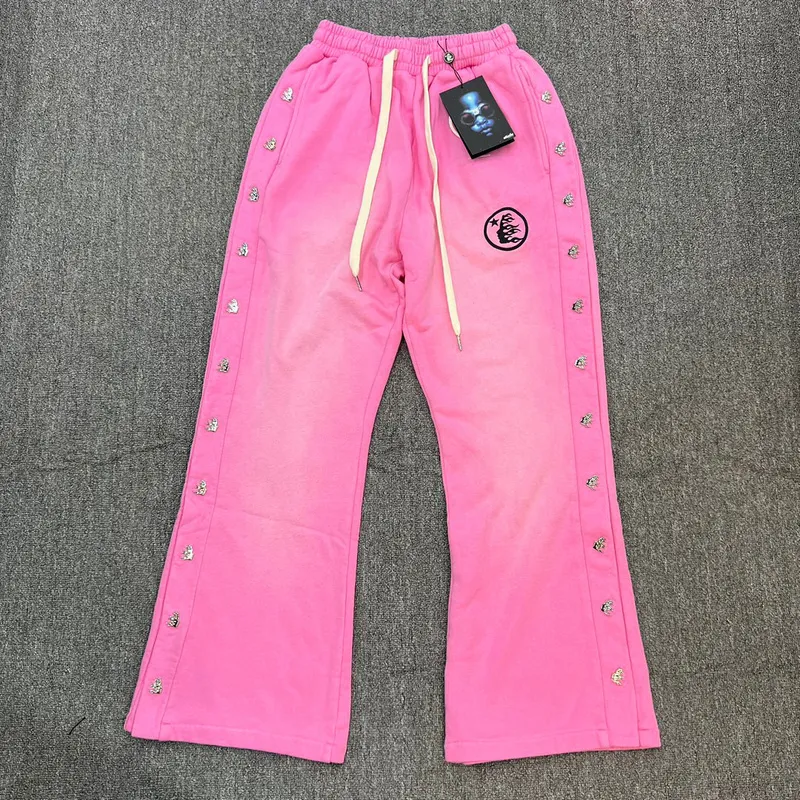 Pantalones acampanados con botones laterales lavados comodos de EE. UU. para hombres y mujeres pantalones con piernas anchas y pantalones