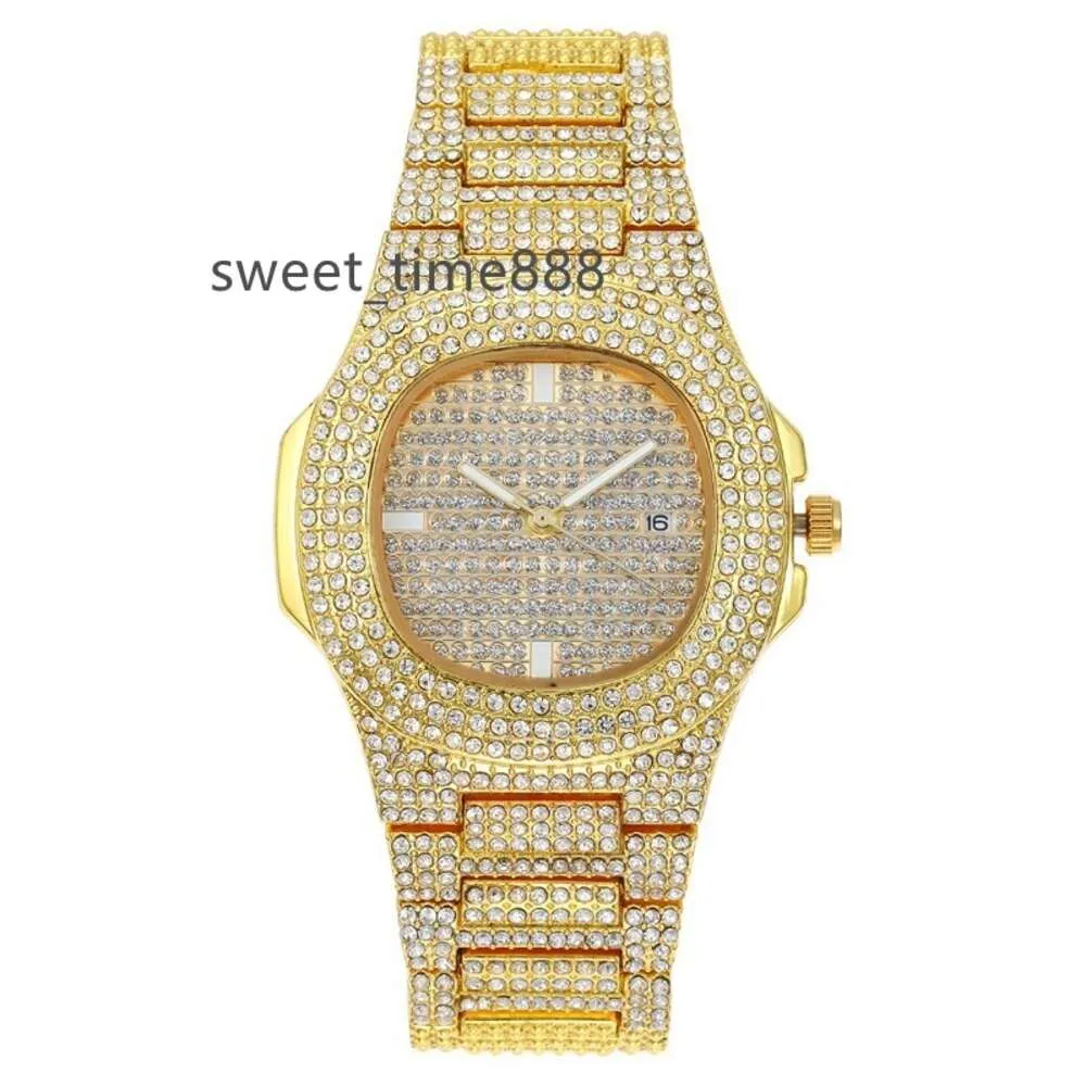 moissanite watch Hiphop carré hip-hop moissanite montrrustéet calendrier ciel étoile bracelet en acier diamant montre