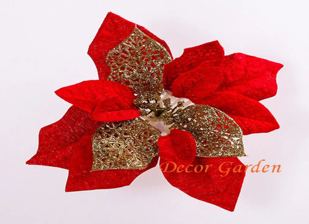 5 cores 50 peças 20cm para decoração de natal cabeças de flores de seda artificial poinsétia multicolor cf035674681