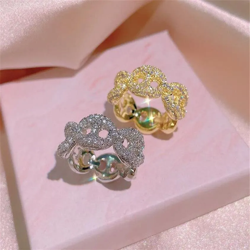 Choucong Bagues de mariage de marque unique Bijoux de luxe étincelants en argent sterling 925 or 18 carats pavé de saphir blanc CZ diamant Gems2239