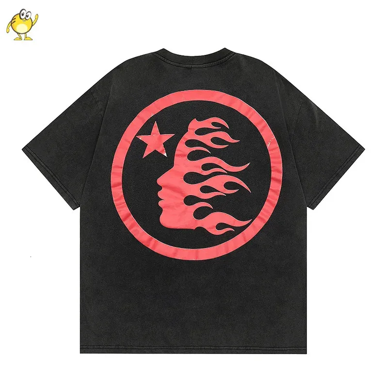 Retro Wash Flame Graphic HELLSTAR T-shirt Extra Large Street Clothing T-shirt à manches courtes à col rond de la meilleure qualité pour hommes et femmes 231211