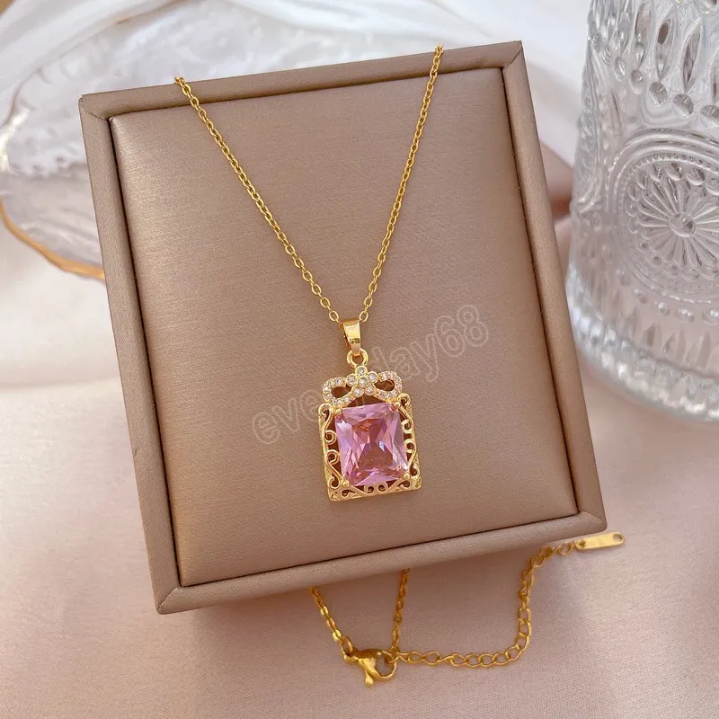 Collier de bouteille de parfum rose, breloque à la mode, exquis, princesse de rêve, amour romantique, chaîne de clavicule, pendentif, cadeau