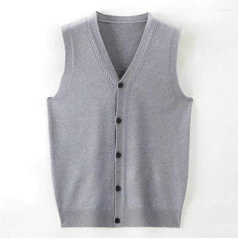 Heren Vesten Winter Gebreide Wollen Vest Anti-pilling Pleuche V-hals Modemerk Gebreid Vest Casual Preppy Trui Mouwloos