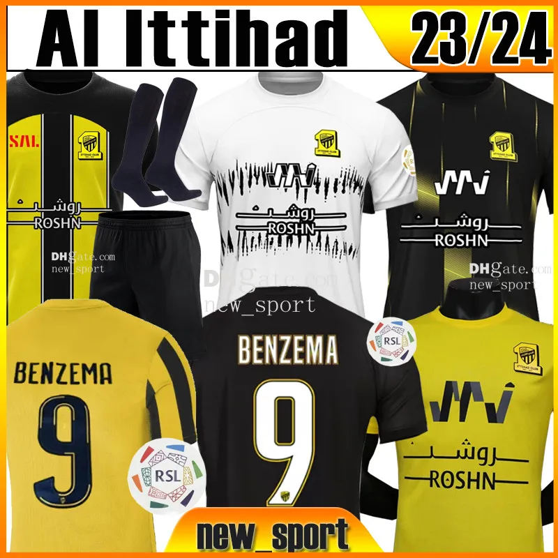 Benzema Kante 23 24 Al Ittihad al-AhliサッカージャージHamdallah Romarinho Camara 2023 Home Third Jerseys Costa＃7 Mahrez＃16 E.Mendy Men Size S-XXLフットボールシャツトップ