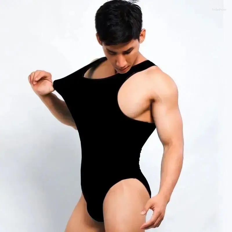 Costumes pour hommes Summer Body Shaping Combinaison Hommes One Piece Taille Corset Soyeux Sexy Ultra-mince Tight Bottom Tops Combinaisons Vêtements masculins